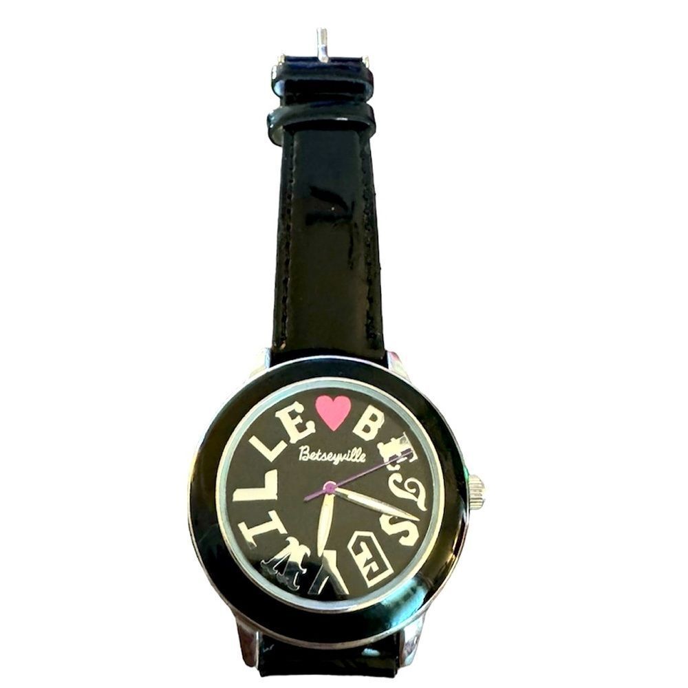 True vintage Betseyville betsy Johnson black patent leather wristwatch